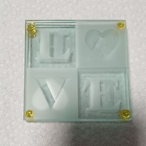 Frosted Glass Love Coasters with Gold Accents